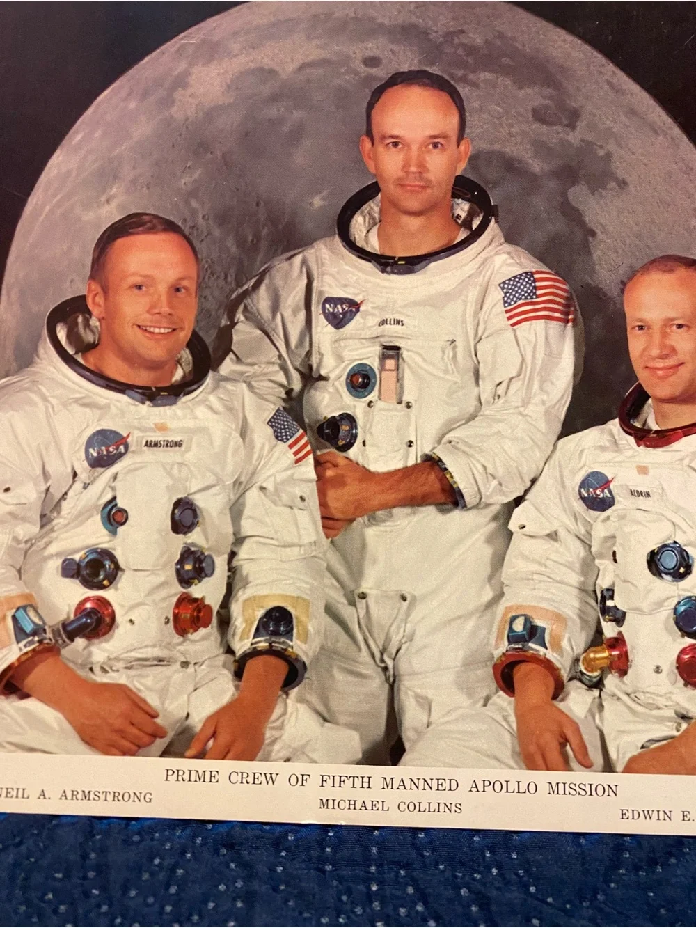 Vintage NASA Apollo 11 Crew Lithograph Print - White Space Suits